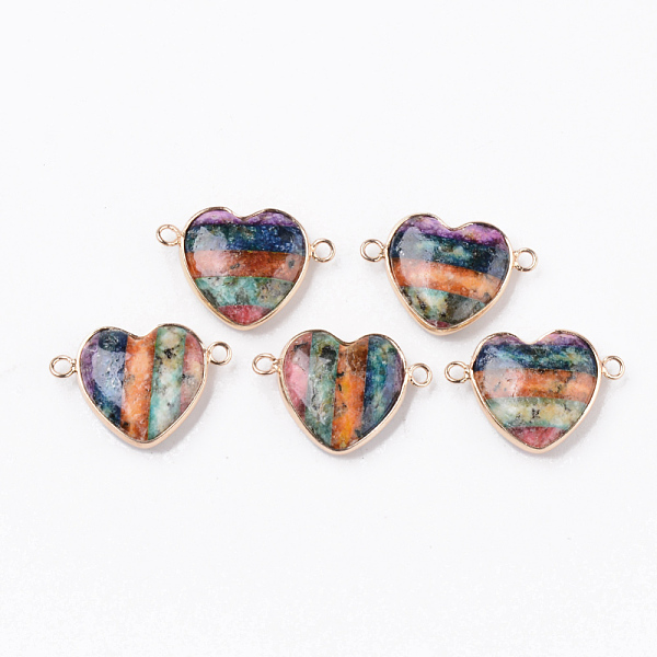 PandaHall Synthetic Gold Line Regalite/Imperial Jasper/Sea Sediment Jasper Links Connectors, with Light Gold Plated Brass Edge, Dyed, Heart...
PandaHall Synthetic Gold Line Regalite/Imperial Jasper/Sea Sediment Jasper Links Connectors, with Light Gold Plated Brass Edge, Dyed, Heart...
