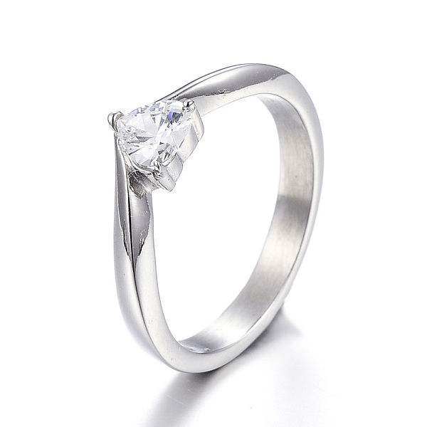 PandaHall 316 Surgical Stainless Steel Rings, with Cubic Zirconia, Platinum, US Size 4 1/4(15mm) Stainless Steel+Cubic Zirconia
PandaHall 316 Surgical Stainless Steel Rings, with Cubic Zirconia, Platinum, US Size 4 1/4(15mm) Stainless Steel+Cubic Zirconia