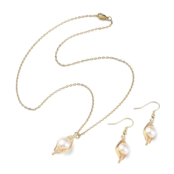 PandaHall Natural Pearl Pendant Necklace & Dangle Earrings, 304 Stainless Steel Wire Wrap Jewelry Set for Women, Golden, 449mm, 42mm, Pin...
PandaHall Natural Pearl Pendant Necklace & Dangle Earrings, 304 Stainless Steel Wire Wrap Jewelry Set for Women, Golden, 449mm, 42mm, Pin...