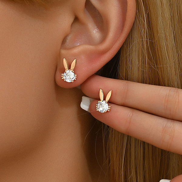 PandaHall Elegant Rabbit Ear Studs for Women, Perfect for Dating and Parties, 18K Gold Brass Rabbit
PandaHall Elegant Rabbit Ear Studs for Women, Perfect for Dating and Parties, 18K Gold Brass Rabbit