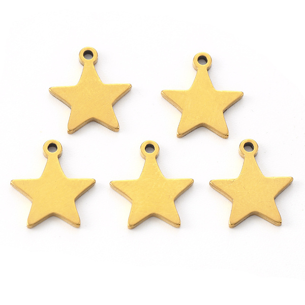 PandaHall Vacuum Plating 304 Stainless Steel Charms, Laser Cut, Star, Golden, 12x11x1mm, Hole: 1.2mm 304 Stainless Steel Star
PandaHall Vacuum Plating 304 Stainless Steel Charms, Laser Cut, Star, Golden, 12x11x1mm, Hole: 1.2mm 304 Stainless Steel Star