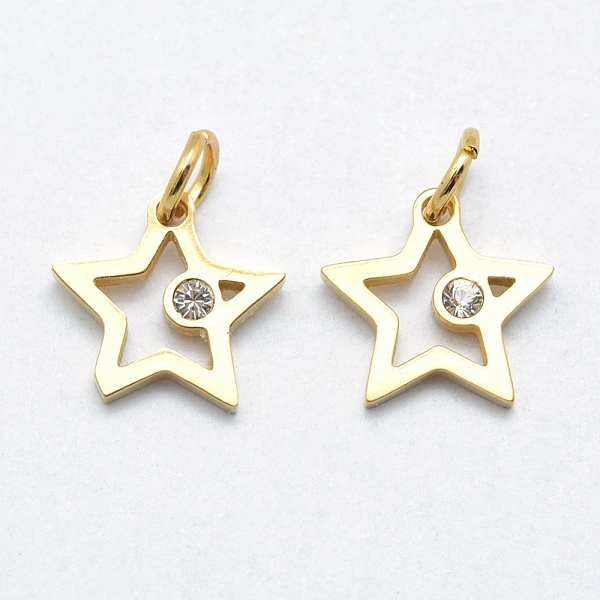 PandaHall 316 Surgical Stainless Steel Pendants, with Cubic Zirconia, Long-Lasting Plated, Star, Clear, Real 18K Gold Plated, 14x14x2mm...
PandaHall 316 Surgical Stainless Steel Pendants, with Cubic Zirconia, Long-Lasting Plated, Star, Clear, Real 18K Gold Plated, 14x14x2mm...