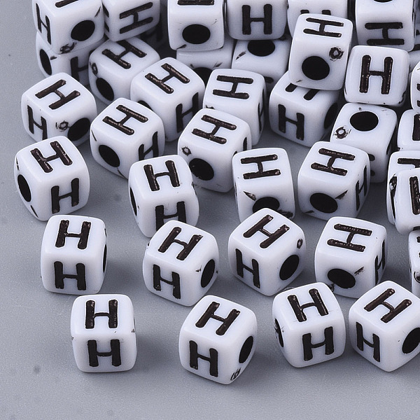 PandaHall White Opaque Acrylic Beads, Horizontal Hole, Cube with Black Alphabet, Letter.H, 4~5x4~5x4~5mm, Hole: 1.8mm, about...
PandaHall White Opaque Acrylic Beads, Horizontal Hole, Cube with Black Alphabet, Letter.H, 4~5x4~5x4~5mm, Hole: 1.8mm, about...