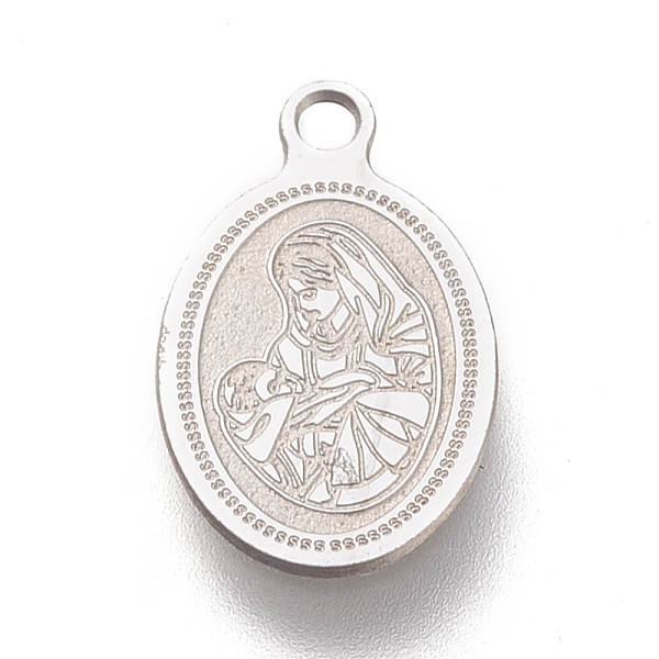 PandaHall 304 Stainless Steel Charms, Laser Cut, Oval with Virgin Mary & Divine Child, Stainless Steel Color, 14.5x9x0.5mm, Hole: 1.2mm 304...
PandaHall 304 Stainless Steel Charms, Laser Cut, Oval with Virgin Mary & Divine Child, Stainless Steel Color, 14.5x9x0.5mm, Hole: 1.2mm 304...