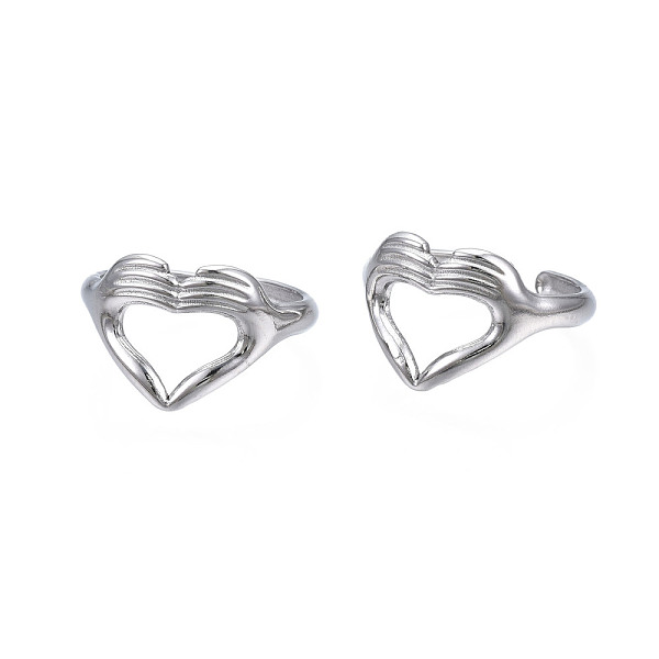 PandaHall 304 Stainless Steel Heart Gesture Open Cuff Ring for Women, Stainless Steel Color, US Size 6 1/2(16.9mm) 304 Stainless Steel
PandaHall 304 Stainless Steel Heart Gesture Open Cuff Ring for Women, Stainless Steel Color, US Size 6 1/2(16.9mm) 304 Stainless Steel