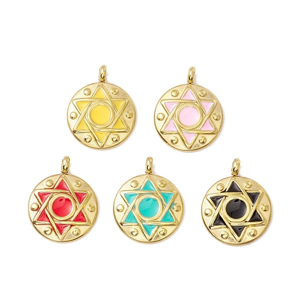 PandaHall Vacuum Plating 304 Stainless Steel Enamel Pendants, Light Gold, Flat Round with Star of David, Mixed Color, 19x15x4mm, Hole: 2.4mm..., Multicolor
PandaHall Vacuum Plating 304 Stainless Steel Enamel Pendants, Light Gold, Flat Round with Star of David, Mixed Color, 19x15x4mm, Hole: 2.4mm..., Multicolor