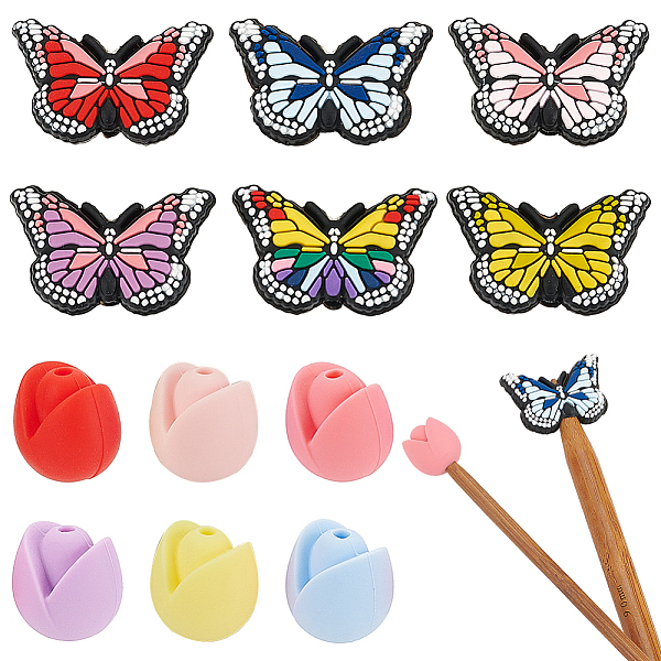 PandaHall WADORN 12Pcs 12 Styles Flower & Butterfly Silicone Locking Stitch Marker, Mixed Color, 15~30.5x14.5~20.5x8.5~14mm, Hole: 2mm..., Multicolor
PandaHall WADORN 12Pcs 12 Styles Flower & Butterfly Silicone Locking Stitch Marker, Mixed Color, 15~30.5x14.5~20.5x8.5~14mm, Hole: 2mm..., Multicolor