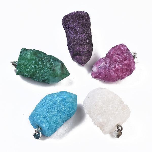 PandaHall Rough Raw Electroplate Natural Druzy Agate Pendants, with Platinum Tone Iron Pinch Bail, Dyed, Nuggets, Mixed Color..., Multicolor
PandaHall Rough Raw Electroplate Natural Druzy Agate Pendants, with Platinum Tone Iron Pinch Bail, Dyed, Nuggets, Mixed Color..., Multicolor