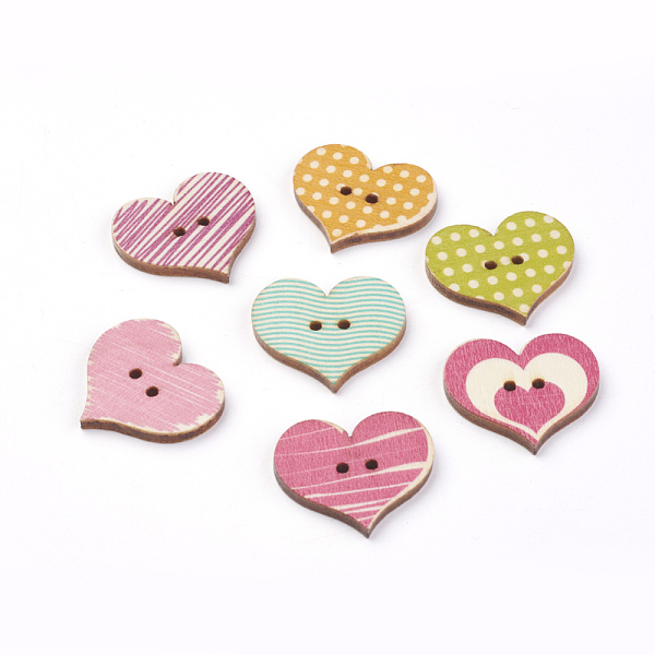 PandaHall 2-Hole Printed Wooden Buttons, Heart, Mixed Color, 23x25.5x2.5mm, Hole: 1.5mm Wood Heart Multicolor
PandaHall 2-Hole Printed Wooden Buttons, Heart, Mixed Color, 23x25.5x2.5mm, Hole: 1.5mm Wood Heart Multicolor