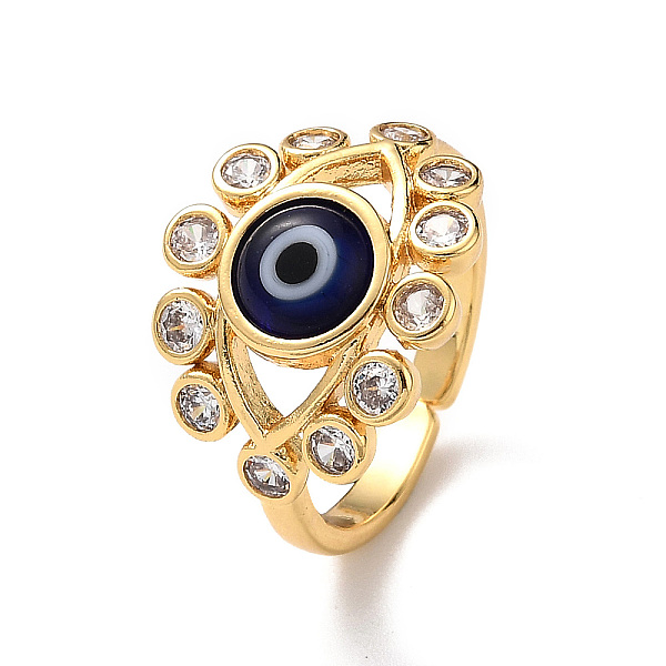 PandaHall Lampwork Evil Eye Open Cuff Ring with Clear Cubic Zirconia, Real 18K Gold Plated Brass Jewelry for Women, Blue, Inner Diameter...
PandaHall Lampwork Evil Eye Open Cuff Ring with Clear Cubic Zirconia, Real 18K Gold Plated Brass Jewelry for Women, Blue, Inner Diameter...
