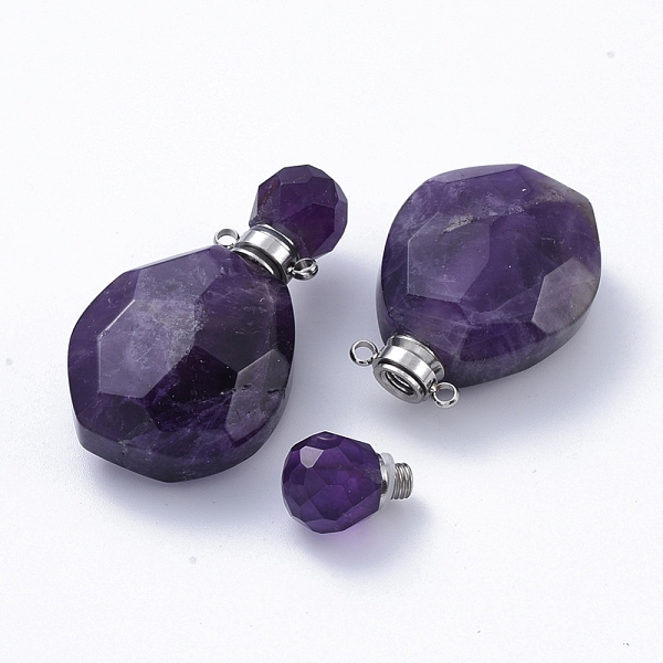PandaHall Faceted Natural Amethyst Openable Perfume Bottle Pendants, with 304 Stainless Steel Findings, Stainless Steel Color...
PandaHall Faceted Natural Amethyst Openable Perfume Bottle Pendants, with 304 Stainless Steel Findings, Stainless Steel Color...
