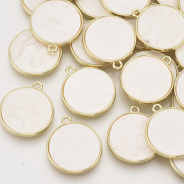 PandaHall Pearlized Style Resin Pendants, with Light Gold Plated Alloy Pendant Cabochon Settings, Flat Round, Old Lace, 23x20x2.5mm, Hole...
PandaHall Pearlized Style Resin Pendants, with Light Gold Plated Alloy Pendant Cabochon Settings, Flat Round, Old Lace, 23x20x2.5mm, Hole...