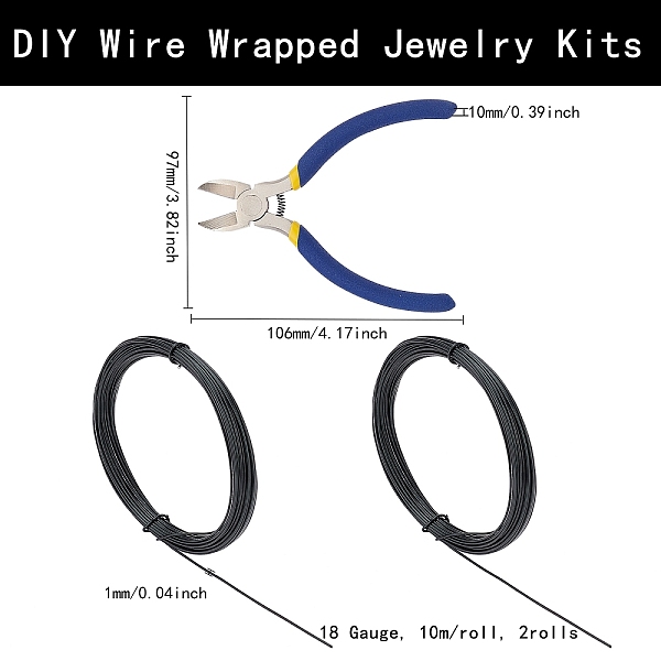 PandaHall DIY Wire Wrapped Jewelry Kits, with Aluminum Wire and Iron Side-Cutting Pliers, Black, 18 Gauge, 1mm, 10m/roll, 2rolls/set...
PandaHall DIY Wire Wrapped Jewelry Kits, with Aluminum Wire and Iron Side-Cutting Pliers, Black, 18 Gauge, 1mm, 10m/roll, 2rolls/set...