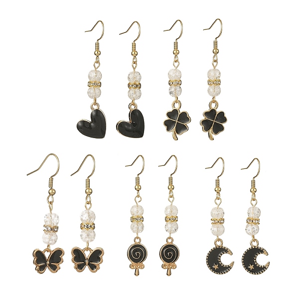 PandaHall Alloy Enamel Dangle Earrings with Synthetic Crackle Quartz Beaded, Mixed Shapes, 46~55x10~13.5mm Alloy Mixed Shapes Black
PandaHall Alloy Enamel Dangle Earrings with Synthetic Crackle Quartz Beaded, Mixed Shapes, 46~55x10~13.5mm Alloy Mixed Shapes Black