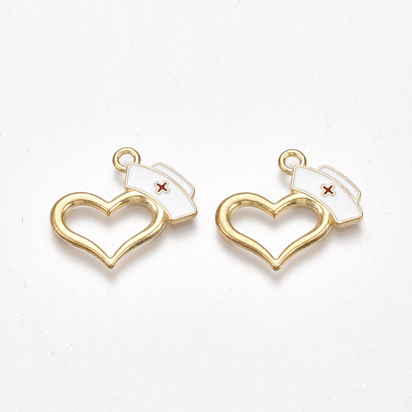 PandaHall Alloy Pendants, Cadmium Free & Lead Free, with Enamel, Heart with Nurse Cap, Light Gold, White, 20x22x1.5mm, Hole: 2mm...
PandaHall Alloy Pendants, Cadmium Free & Lead Free, with Enamel, Heart with Nurse Cap, Light Gold, White, 20x22x1.5mm, Hole: 2mm...