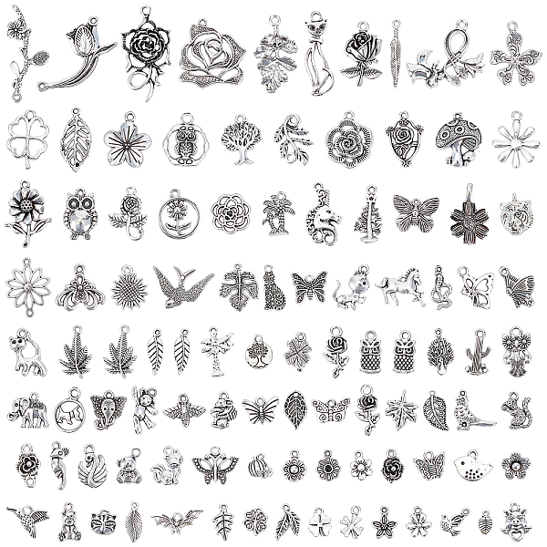 PandaHall 100pcs Nature Theme Pendants, Plant Animal Charms Collection Mixed Style Jungle Pendants Antique Silver Craft Supplies for DIY...
PandaHall 100pcs Nature Theme Pendants, Plant Animal Charms Collection Mixed Style Jungle Pendants Antique Silver Craft Supplies for DIY...