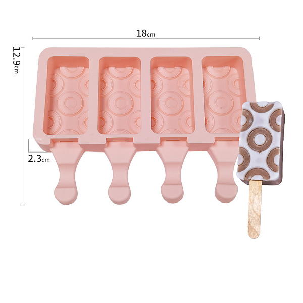 PandaHall Silicone Ice-cream Stick Molds, with 4 Styles Rectangle with Donut Pattern-shaped Cavities, Reusable Ice Pop Molds Maker, Pink...
PandaHall Silicone Ice-cream Stick Molds, with 4 Styles Rectangle with Donut Pattern-shaped Cavities, Reusable Ice Pop Molds Maker, Pink...