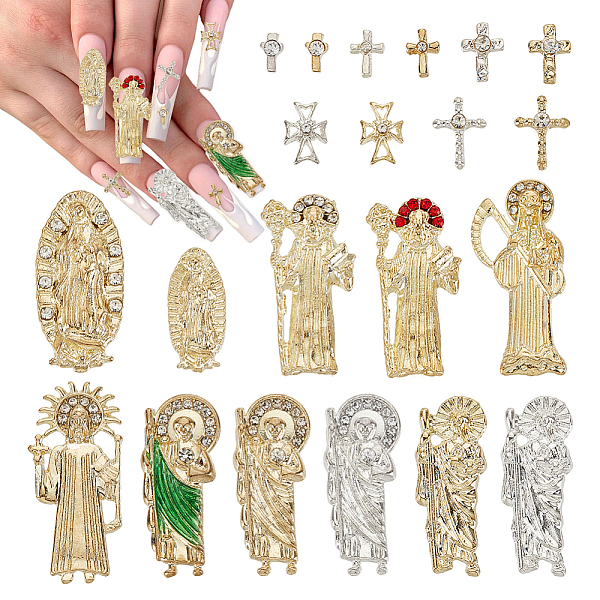 PandaHall AHADERMAKER 42Pcs 21 Style Alloy Cabochons, with Glass Rhinestone, Nail Art Decoration Accessories, Mixed Shapes, Religion, Mixed..., Multicolor
PandaHall AHADERMAKER 42Pcs 21 Style Alloy Cabochons, with Glass Rhinestone, Nail Art Decoration Accessories, Mixed Shapes, Religion, Mixed..., Multicolor