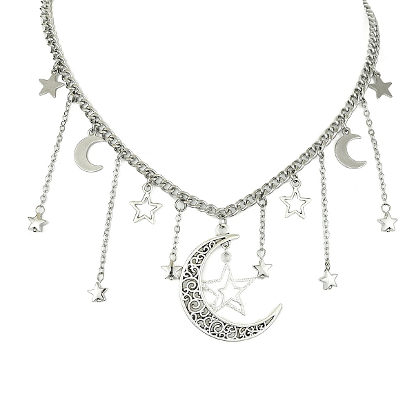 PandaHall Star & Crescent Moon Alloy Pendant Necklaces, 304 Stainless Steel Cable Chain Necklaces with Lobster Claw Clasp for Women, Antique...
PandaHall Star & Crescent Moon Alloy Pendant Necklaces, 304 Stainless Steel Cable Chain Necklaces with Lobster Claw Clasp for Women, Antique...
