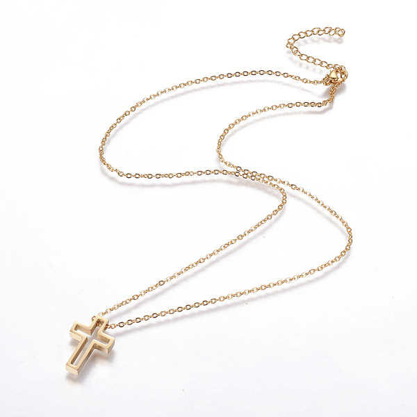 PandaHall 304 Stainless Steel Pendant Necklaces, with Lobster Claw Clasps and Cable Chains, Cross, Golden, 18.1 inch(46cm), 0.15cm 304...
PandaHall 304 Stainless Steel Pendant Necklaces, with Lobster Claw Clasps and Cable Chains, Cross, Golden, 18.1 inch(46cm), 0.15cm 304...