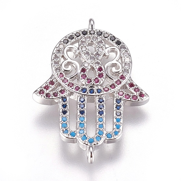 PandaHall Brass Micro Pave Cubic Zirconia Links, Lead Free & Cadmium Free, Hamsa Hand/Hand of Fatima/Hand of Miriam, Colorful, Platinum...
PandaHall Brass Micro Pave Cubic Zirconia Links, Lead Free & Cadmium Free, Hamsa Hand/Hand of Fatima/Hand of Miriam, Colorful, Platinum...