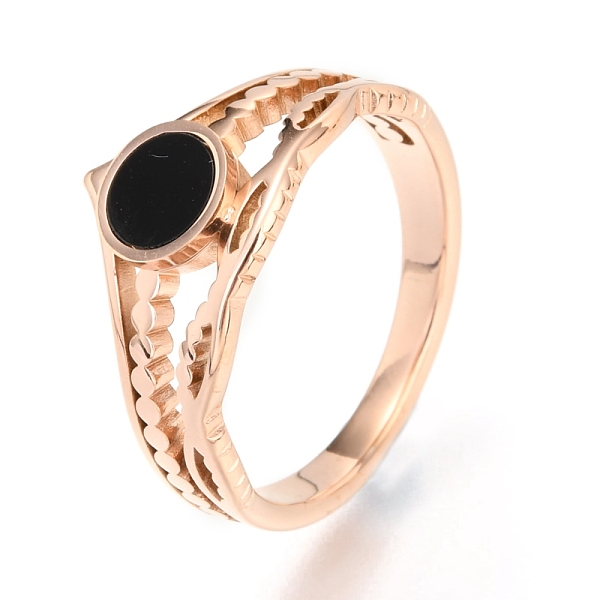PandaHall 304 Stainless Steel Finger Rings, with Resin, Flat Round, Black, Rose Gold, US Size 7, Inner Diameter: 17mm Resin Black
PandaHall 304 Stainless Steel Finger Rings, with Resin, Flat Round, Black, Rose Gold, US Size 7, Inner Diameter: 17mm Resin Black