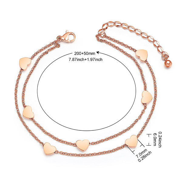 PandaHall SHEGRACE Titanium Steel Multi-Strand Anklets, with Cable Chains and Lobster Claw Clasps, Heart, Rose Gold, 7-7/8 inch(20cm)...
PandaHall SHEGRACE Titanium Steel Multi-Strand Anklets, with Cable Chains and Lobster Claw Clasps, Heart, Rose Gold, 7-7/8 inch(20cm)...