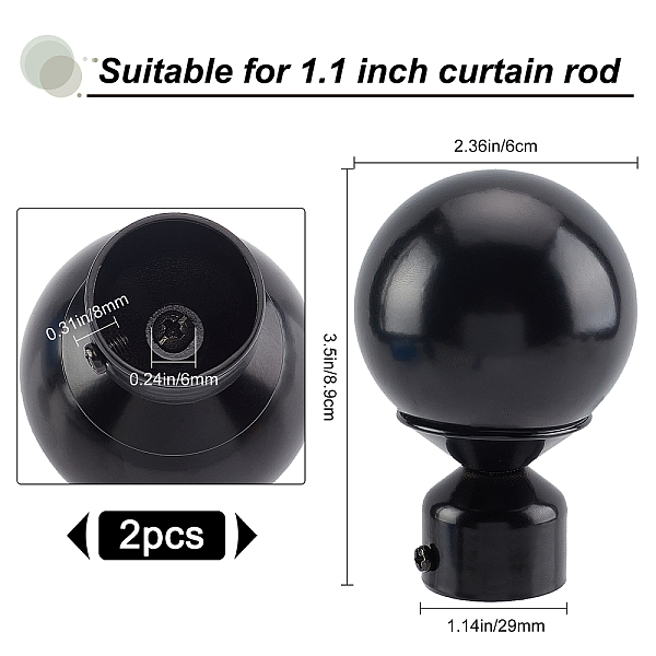 PandaHall GORGECRAFT 2PCS Round Curtain Rod Finials Drapery Pole Ball End Black Replacement Decorative End Head Caps for 1”Home Office...
PandaHall GORGECRAFT 2PCS Round Curtain Rod Finials Drapery Pole Ball End Black Replacement Decorative End Head Caps for 1”Home Office...