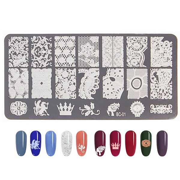 PandaHall Lace Flower Stainless Steel Nail Art Stamping Plates, Nail Image Templates, Template Tool, Rectangle, Stainless Steel Color...
PandaHall Lace Flower Stainless Steel Nail Art Stamping Plates, Nail Image Templates, Template Tool, Rectangle, Stainless Steel Color...