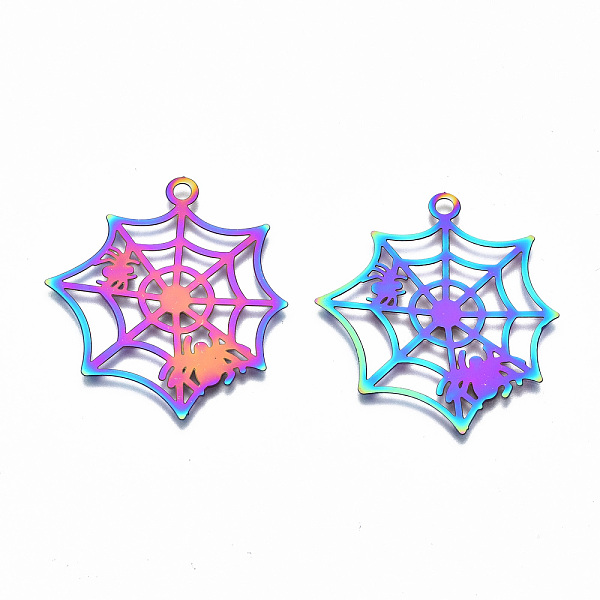 PandaHall 201 Stainless Steel Pendants, Ion Plating(IP), Halloween Spider and Web, Rainbow Color, 37.5x33.5x0.3mm, Hole: 2mm 201 Stainless...
PandaHall 201 Stainless Steel Pendants, Ion Plating(IP), Halloween Spider and Web, Rainbow Color, 37.5x33.5x0.3mm, Hole: 2mm 201 Stainless...