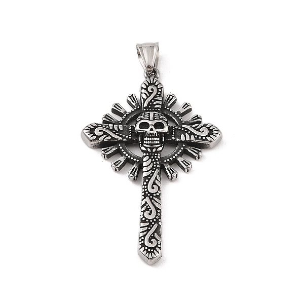 PandaHall 304 Stainless Steel Big Pendants, Cross with Skull Charm, Antique Silver, 63x39x6mm, Hole: 4x7mm 304 Stainless Steel Cross
PandaHall 304 Stainless Steel Big Pendants, Cross with Skull Charm, Antique Silver, 63x39x6mm, Hole: 4x7mm 304 Stainless Steel Cross