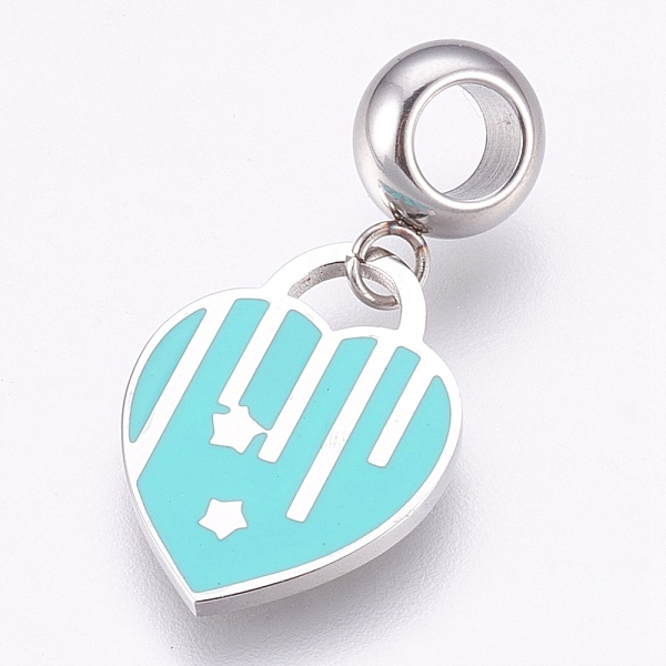 PandaHall 304 Stainless Steel European Dangle Charms, Large Hole Pendants, with Enamel, Heart with Star, Stainless Steel Color, Cyan, 27mm...
PandaHall 304 Stainless Steel European Dangle Charms, Large Hole Pendants, with Enamel, Heart with Star, Stainless Steel Color, Cyan, 27mm...