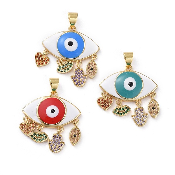 PandaHall Brass Micro Pave Cubic Zirconia Pendants, with Enamel, Eye & Hamsa Hand & Heart & Lip, Golden, Mixed Color, 25x22.5x4~4.5mm, Hole..., Multicolor
PandaHall Brass Micro Pave Cubic Zirconia Pendants, with Enamel, Eye & Hamsa Hand & Heart & Lip, Golden, Mixed Color, 25x22.5x4~4.5mm, Hole..., Multicolor