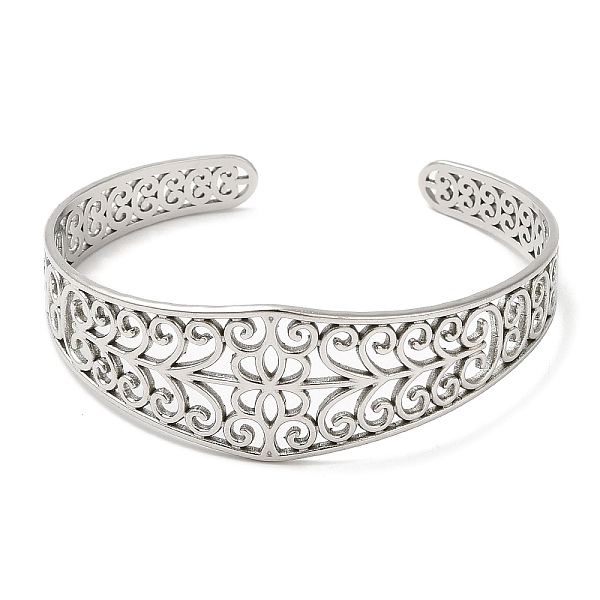 PandaHall 304 Stainless Steel Cuff Bangles, Hollow Flower Open Bangles for Women, Stainless Steel Color, Inner Diameter: 2x1-7/8 inch...
PandaHall 304 Stainless Steel Cuff Bangles, Hollow Flower Open Bangles for Women, Stainless Steel Color, Inner Diameter: 2x1-7/8 inch...