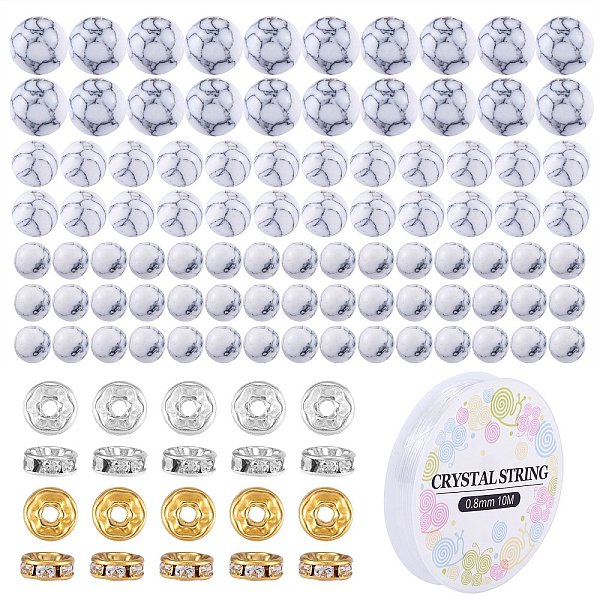 PandaHall 175Pcs Synthetic Turquoise Round Beads for DIY Jewelry Making, with Iron Rhinestone Spacer Beads, Elastic Crystal Thread..., Clear
PandaHall 175Pcs Synthetic Turquoise Round Beads for DIY Jewelry Making, with Iron Rhinestone Spacer Beads, Elastic Crystal Thread..., Clear