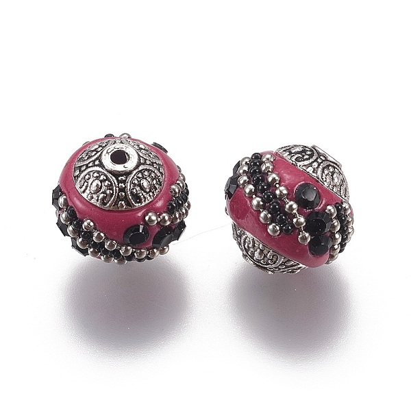 PandaHall Handmade Indonesia Beads, with Jet Rhinestones and Alloy Cores, Round, Antique Silver, Camellia, 14~16x14~16mm, Hole: 1.5mm..., Pink
PandaHall Handmade Indonesia Beads, with Jet Rhinestones and Alloy Cores, Round, Antique Silver, Camellia, 14~16x14~16mm, Hole: 1.5mm..., Pink