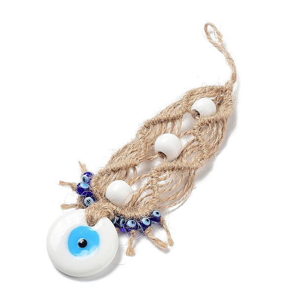PandaHall Flat Round with Evil Eye Glass Pendant Decorations, Braided Hemp Rope Hanging Ornaments, White, 200mm Glass Evil Eye White
PandaHall Flat Round with Evil Eye Glass Pendant Decorations, Braided Hemp Rope Hanging Ornaments, White, 200mm Glass Evil Eye White