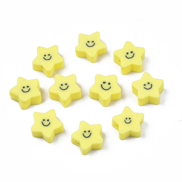 PandaHall Handmade Polymer Clay Beads, Star with Smiling Face, Yellow, 7.5~9x8.5~9x3.5~4mm, Hole: 1.6mm Polymer Clay Star Yellow
PandaHall Handmade Polymer Clay Beads, Star with Smiling Face, Yellow, 7.5~9x8.5~9x3.5~4mm, Hole: 1.6mm Polymer Clay Star Yellow