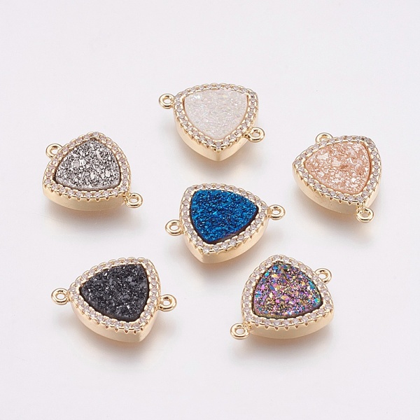 PandaHall Natural Druzy Agate Links connectors, with Brass Finding and Cubic Zirconia, Triangle, Golden, Mixed Color, 18x13x4mm, Hole: 1mm..., Clear
PandaHall Natural Druzy Agate Links connectors, with Brass Finding and Cubic Zirconia, Triangle, Golden, Mixed Color, 18x13x4mm, Hole: 1mm..., Clear
