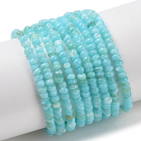 PandaHall Natural Freshwater Shell Beads Strands, Dyed, Rondelle, Aquamarine, 2x1mm, Hole: 0.5mm, about 231~235pcs/strand, 14.96''(38cm)..., Green
PandaHall Natural Freshwater Shell Beads Strands, Dyed, Rondelle, Aquamarine, 2x1mm, Hole: 0.5mm, about 231~235pcs/strand, 14.96''(38cm)..., Green