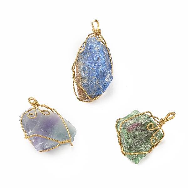 PandaHall Rough Raw Natural Gemstone Pendants, with Golden Tone Brass Wire Wrapped, Nuggets, 36~44x22~32x13~23mm, Hole: 4.5~5x2~3mm Mixed...
PandaHall Rough Raw Natural Gemstone Pendants, with Golden Tone Brass Wire Wrapped, Nuggets, 36~44x22~32x13~23mm, Hole: 4.5~5x2~3mm Mixed...