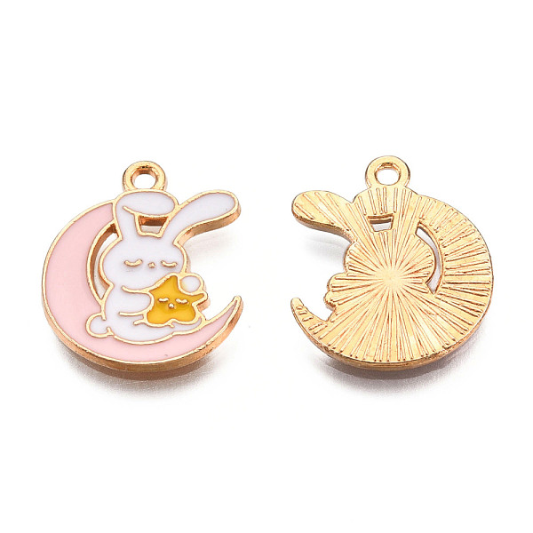 PandaHall Alloy Enamel Pendants, Cadmium Free & Nickel Free & Lead Free, Light Gold, Moon with Rabbit, Pink, 18x15x1.5mm, Hole: 1.4mm...
PandaHall Alloy Enamel Pendants, Cadmium Free & Nickel Free & Lead Free, Light Gold, Moon with Rabbit, Pink, 18x15x1.5mm, Hole: 1.4mm...