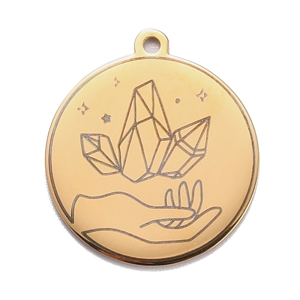 PandaHall 304 Stainless Steel Pendants, Flat Round with Hand & Diamond, Golden, 28x25x1.4mm, Hole: 2mm 304 Stainless Steel Flat Round
PandaHall 304 Stainless Steel Pendants, Flat Round with Hand & Diamond, Golden, 28x25x1.4mm, Hole: 2mm 304 Stainless Steel Flat Round