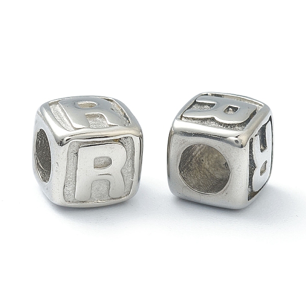 PandaHall 304 Stainless Steel European Beads, Large Hole Beads, Horizontal Hole, Cube with Letter, Stainless Steel Color, Letter.R, 8x8x8mm...
PandaHall 304 Stainless Steel European Beads, Large Hole Beads, Horizontal Hole, Cube with Letter, Stainless Steel Color, Letter.R, 8x8x8mm...