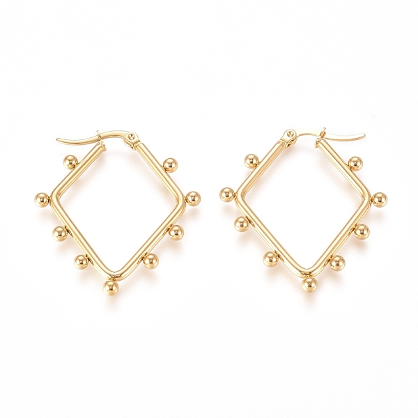 PandaHall 304 Stainless Steel Angular Hoop Earrings, Hypoallergenic Earrings, with Round Beads, Rhombus, Golden, 36.5x31.8x3mm, Pin...
PandaHall 304 Stainless Steel Angular Hoop Earrings, Hypoallergenic Earrings, with Round Beads, Rhombus, Golden, 36.5x31.8x3mm, Pin...