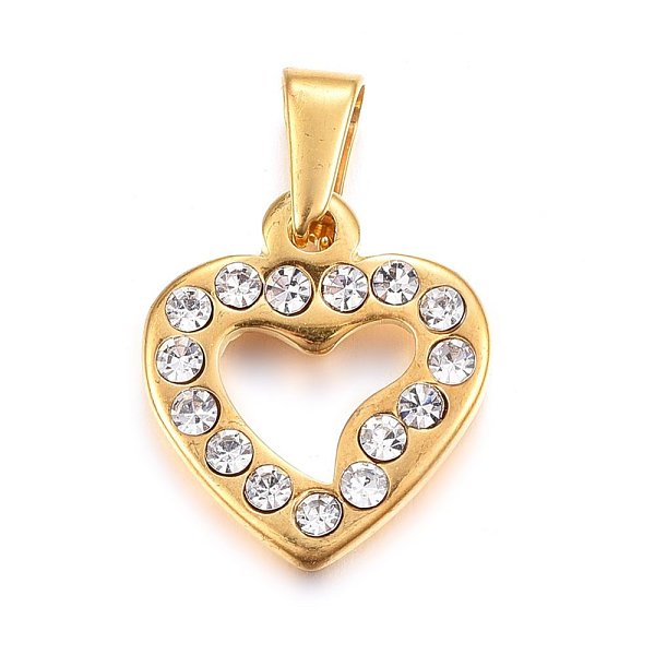 PandaHall 304 Stainless Steel Pendants, Large Hole Pendants, with Rhinestone, Heart, Crystal, Golden, 18.5x16x2.5mm, Hole: 6x3.5mm Stainless..., Clear
PandaHall 304 Stainless Steel Pendants, Large Hole Pendants, with Rhinestone, Heart, Crystal, Golden, 18.5x16x2.5mm, Hole: 6x3.5mm Stainless..., Clear