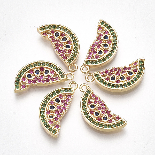 PandaHall Brass Cubic Zirconia Pendants, Watermelon, Colorful, Real 18K Gold Plated, 17x7.5x2mm, Hole: 1.2mm Brass+Cubic Zirconia Fruit
PandaHall Brass Cubic Zirconia Pendants, Watermelon, Colorful, Real 18K Gold Plated, 17x7.5x2mm, Hole: 1.2mm Brass+Cubic Zirconia Fruit