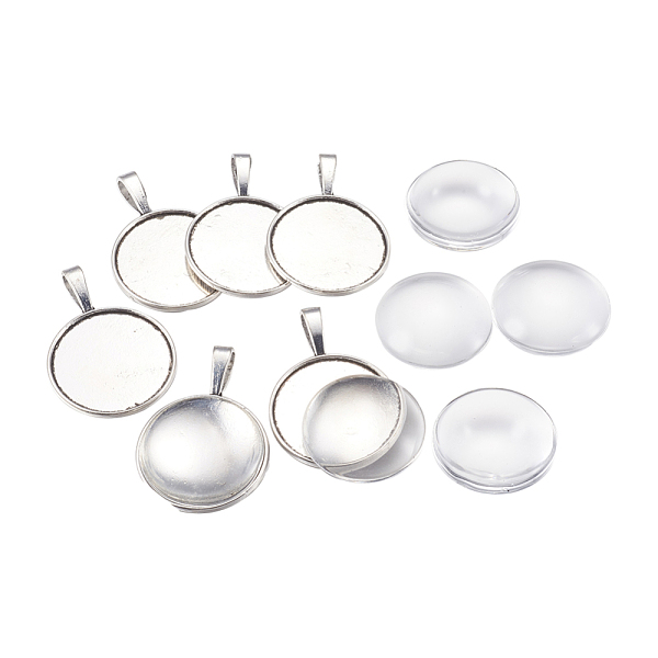 PandaHall DIY Pendant Making, with Tibetan Style Alloy Pendant Cabochon Settings and Glass Cabochons, Lead Free, Flat Round, Antique Silver..., Clear
PandaHall DIY Pendant Making, with Tibetan Style Alloy Pendant Cabochon Settings and Glass Cabochons, Lead Free, Flat Round, Antique Silver..., Clear