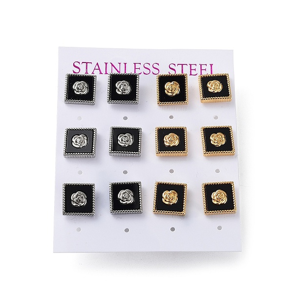 PandaHall 6 Pair 2 Color Square & Flower Acrylic Stud Earrings, 304 Stainless Steel Earrings, Golden & Stainless Steel Color, 10x10mm, 3..., Black
PandaHall 6 Pair 2 Color Square & Flower Acrylic Stud Earrings, 304 Stainless Steel Earrings, Golden & Stainless Steel Color, 10x10mm, 3..., Black