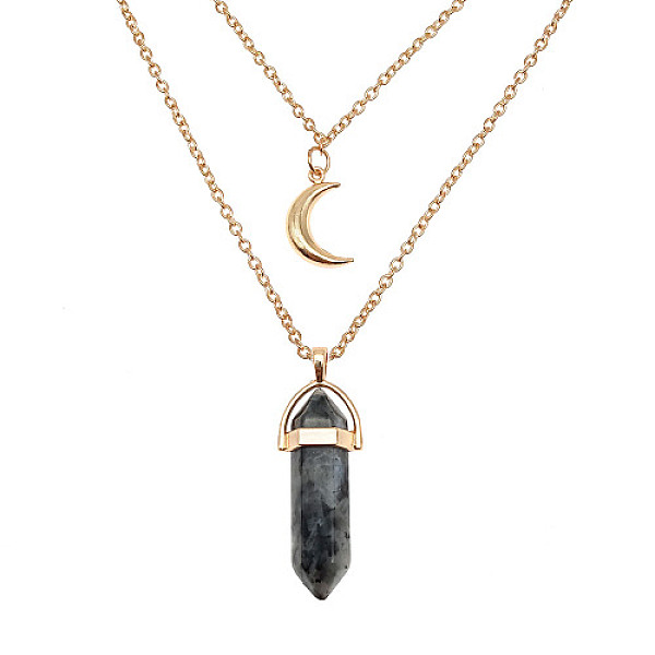 PandaHall Natural Labradorite Cone Pendant Double Layer Necklace, with Moon Charms, 19.69 inch(50cm) Labradorite Cone
PandaHall Natural Labradorite Cone Pendant Double Layer Necklace, with Moon Charms, 19.69 inch(50cm) Labradorite Cone